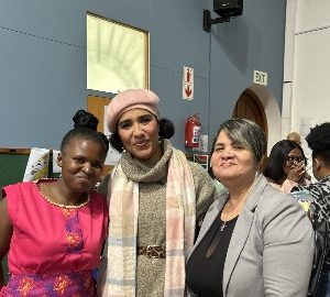 Student Philiswa Nteya with Blanche McCarthy, programme assistant, and Heather Van Dieman, programme facilitator.