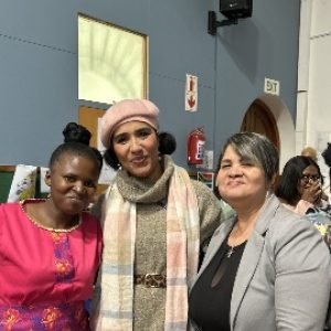 Student Philiswa Nteya with Blanche McCarthy, programme assistant, and Heather Van Dieman, programme facilitator.